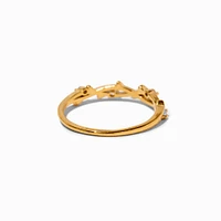 Gold-tone Stainless Steel Intertwined Embellished Branch Ring