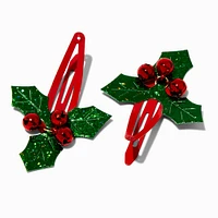 Holly Bells Snap Hair Clips - 2 Pack