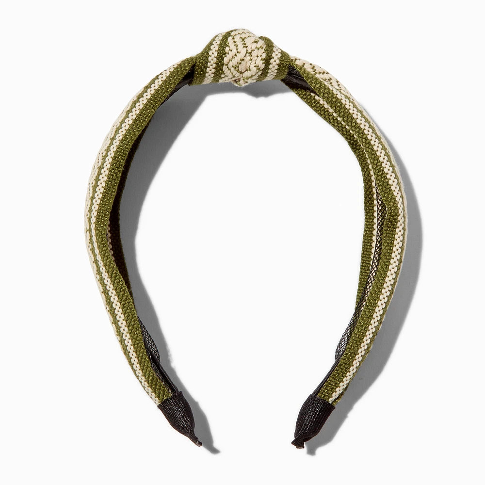 Olive Green Woven Tribal Knotted Headband