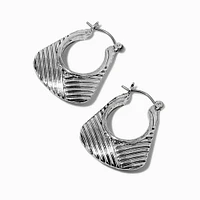 Silver-tone Textured Handbag Hoop Earrings