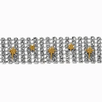 Gold-tone Starburst Silver-tone Rhinestone Bracelet