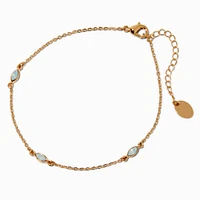 Gold-tone Multi Opal Chain Anklet