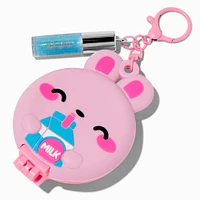 Pink Bunny Milk Pop-Up Hair Brush & Lip Gloss Keychain