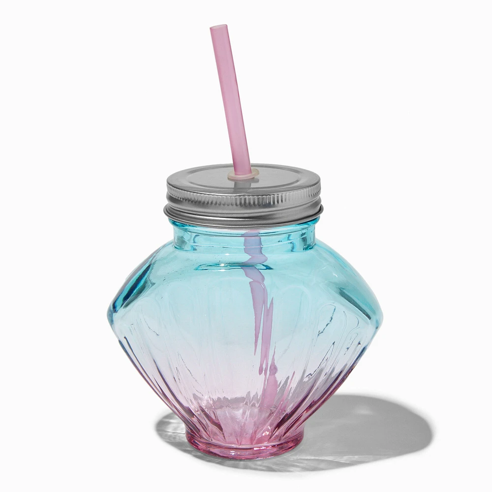 Iridescent Seashell Shaped Mason Jar Tumbler