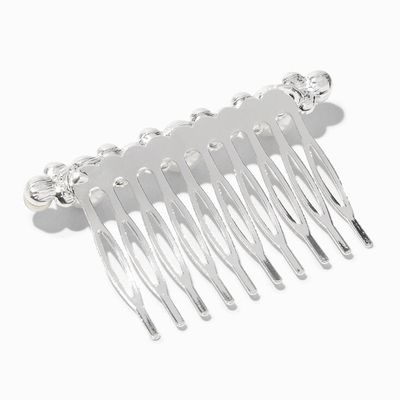 Silver Crystal & Pearl Hair Comb