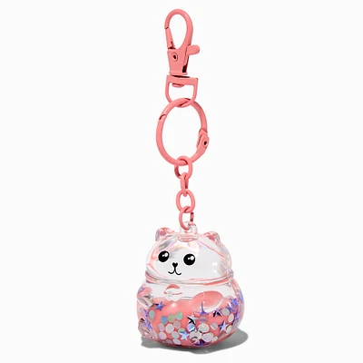 Pink Bear Water-Filled Glitter Keychain