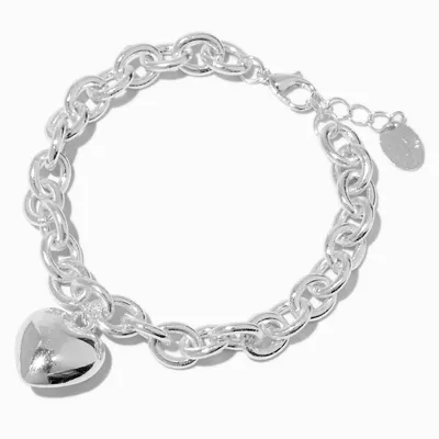 Silver-tone Heart Chain Bracelet