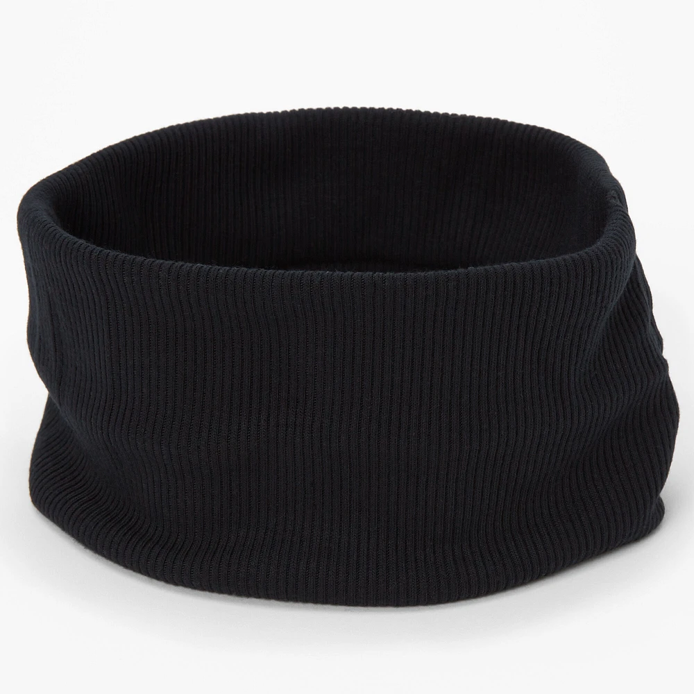 Black Flat Ribbed Headwrap