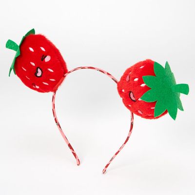 Red Strawberry Ears Headband