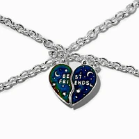 Best Friends Celestial Mood Split Heart Charm Bracelets - 2 Pack