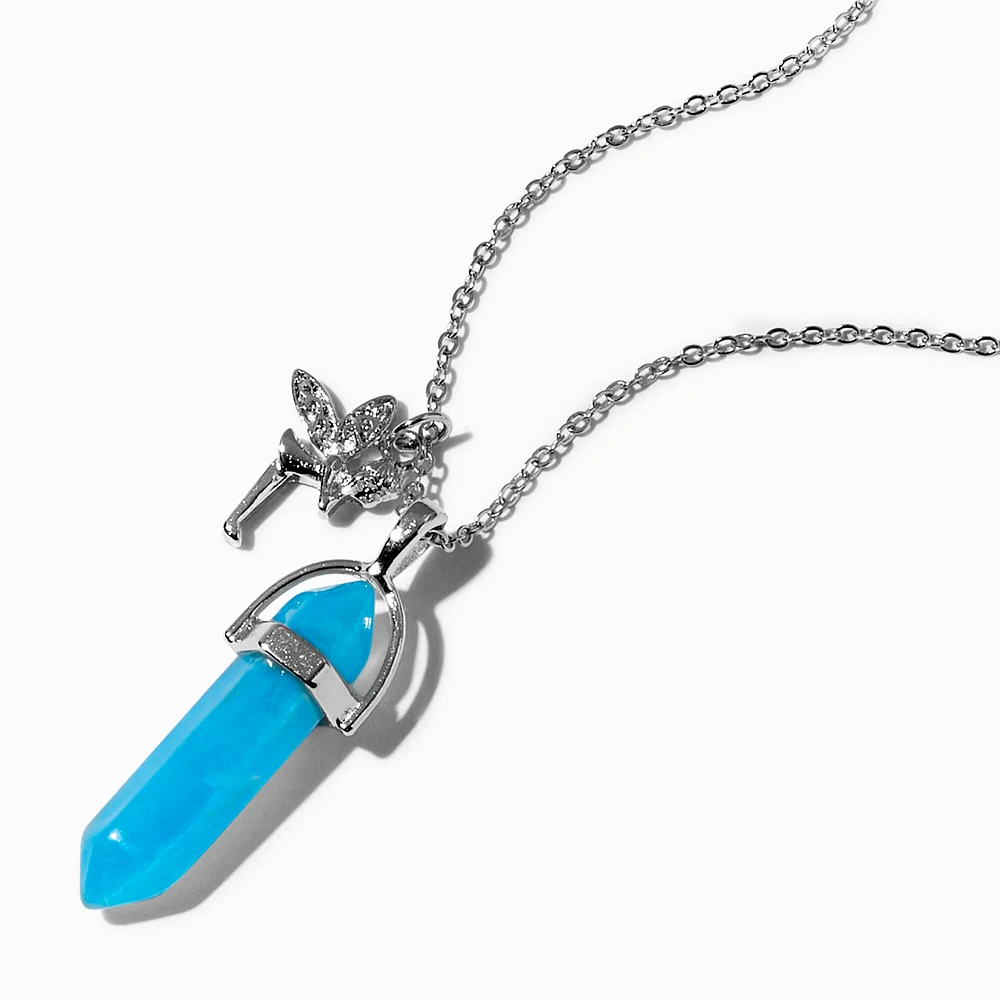 Light Blue Glow In The Dark Mystical Gem Pendant Necklace