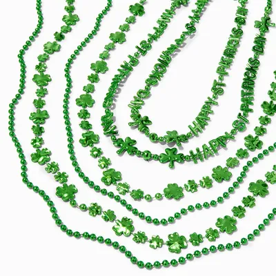 St. Patrick's Day Shamrocks Beaded Necklace Set - 6 Pack