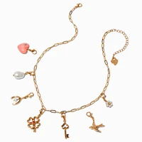 T H E M E x Claire's Gold-tone Paperclip Chain Lucky Charm Necklace