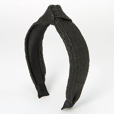 Black Raffia Knotted Headband