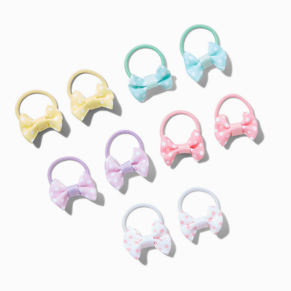 Claire's Club Pastel Dot Bow Hair Ties - 10 Pack