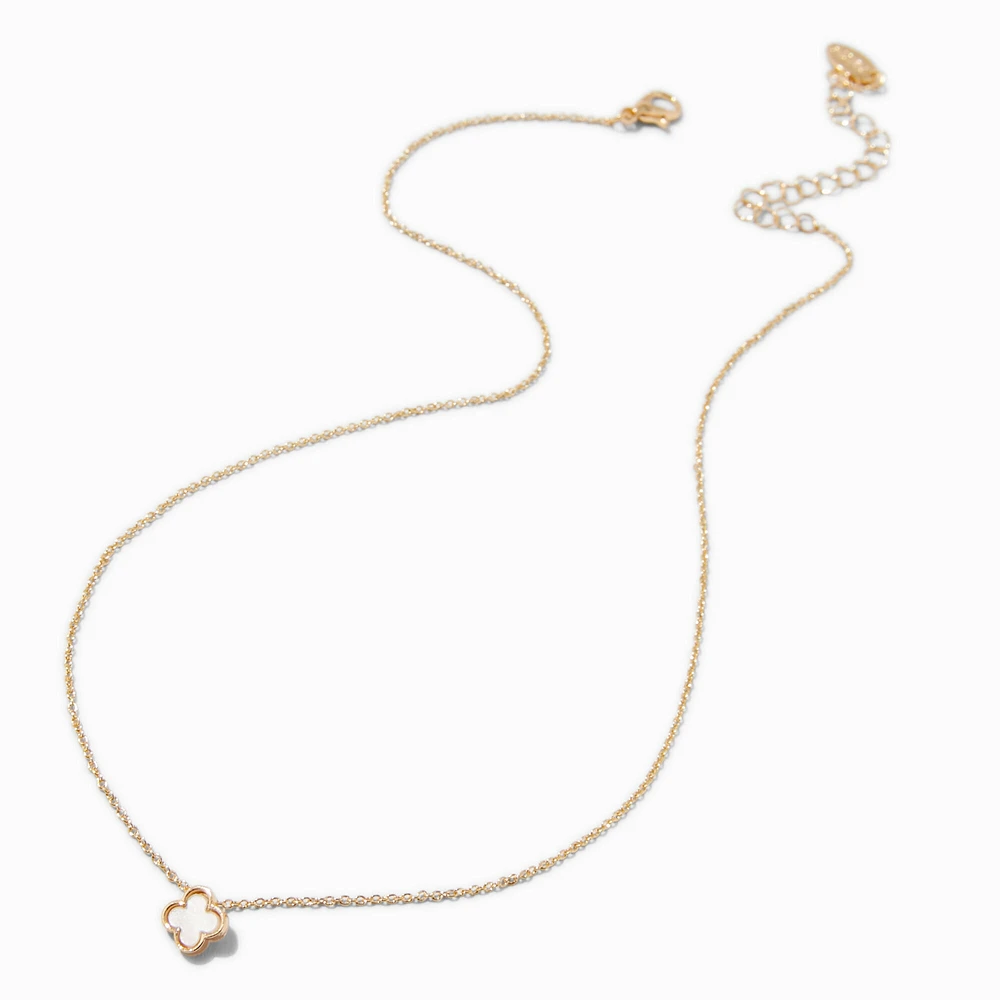 White Clover Gold-tone Pendant Necklace