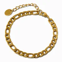 Gold-tone Stainless Steel 6MM Figaro Chain Bracelet