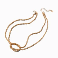 Gold-tone Twisted Double Rope Knot Multi-Strand Necklace