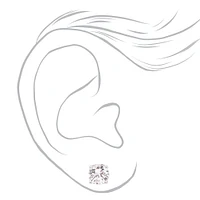 Silver-tone Cubic Zirconia 6MM, 7MM, 8MM Round Stud Earrings - 3 Pack