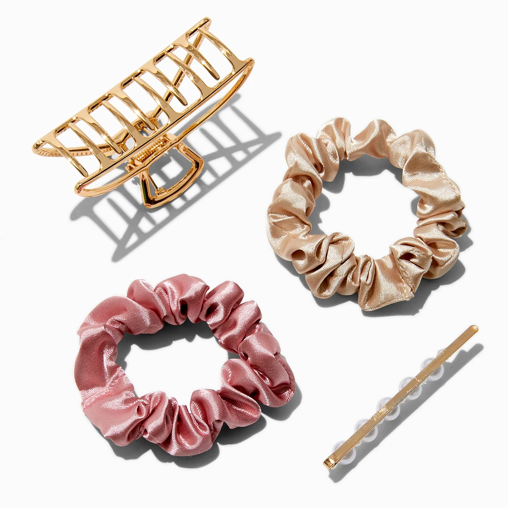 Boho Hair Claw, Hair Pin, & Hair Scrunchies - 4 Pack
