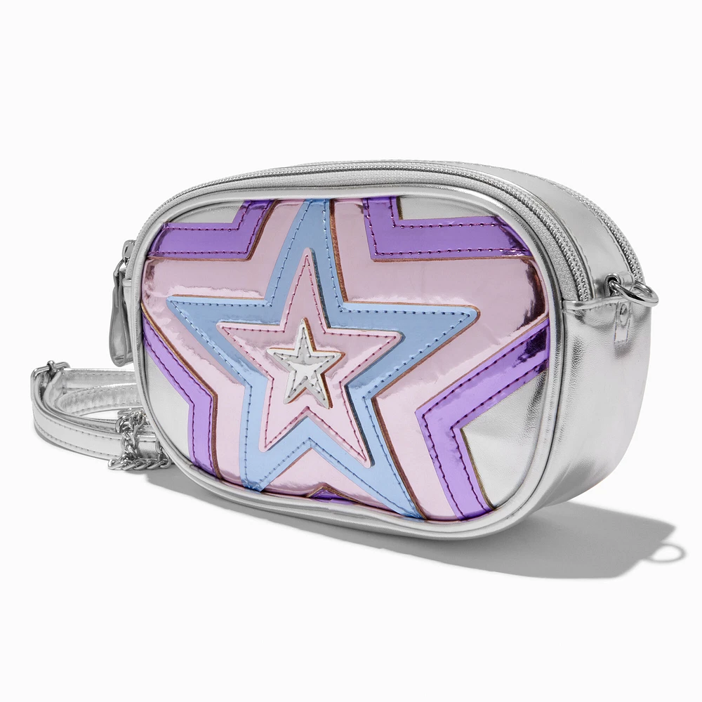 Puffy Star Silver Camera Crossbody Bag