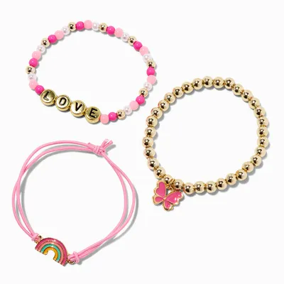 Claire's Club Love Pearl Beaded Adjustable Bracelets - 3 Pack
