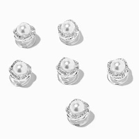 Pearl & Crystal Halo Hair Spinners - 6 Pack