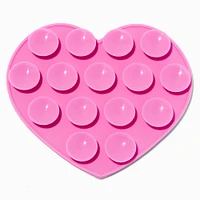 Pink Heart Silicone Suction Phone Case Adhesive Mount