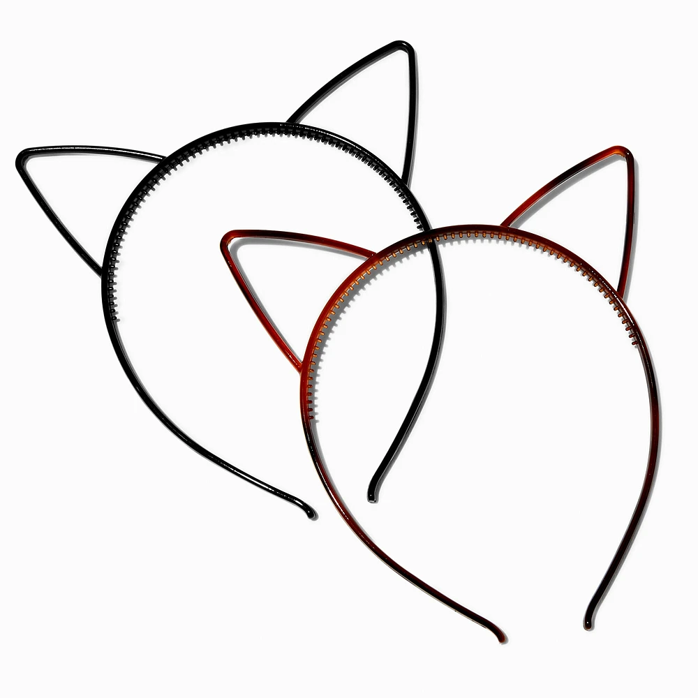 Tortoiseshell & Black Cat Ears Headbands - 2 Pack