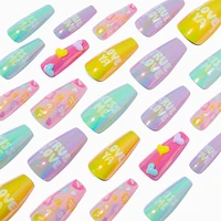 Valentine's Day Candy Hearts Squareletto Press On Faux Nail Set - 24 Pack