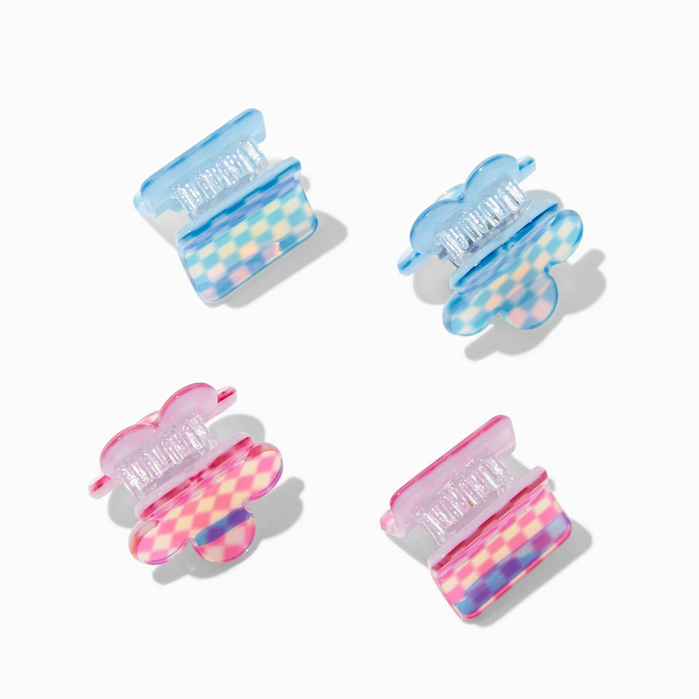 Checkered Retro Mini Hair Claws - 4 Pack