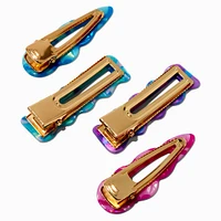 Blue & Pink Wavy Retro Hair Clips - 4 Pack