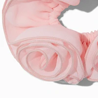 Blush Pink Sheer Rose Design Medium Hair Scrunchie