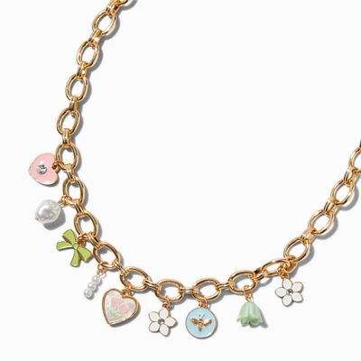 Gold-tone Spring Charm Necklace