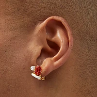 Rhinestone Santa Hat Clip-On Stud Earrings