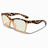 Solar Blue Light Reducing Cheetah Browline Clear Lens Rose Gold Frames