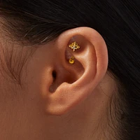 Gold-tone 16G Titanium Starburst Rook Earring