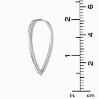 Silver-tone Pointed 40MM Clicker Hoop Earrings