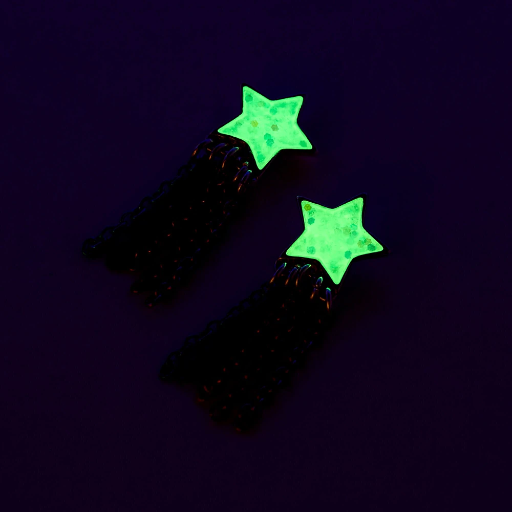 Glow in the Dark Shooting Star Stud Earrings