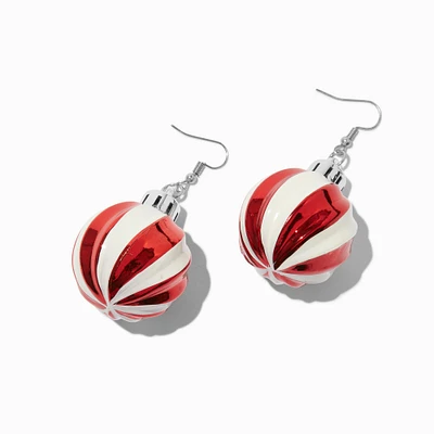 Striped Christmas Ornament Drop Earrings