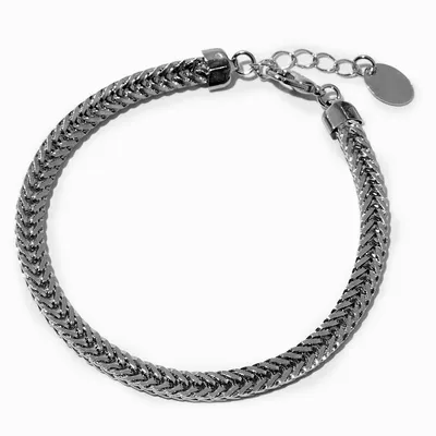 Silver-tone Rhodium Fishtail Chain Bracelet
