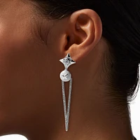 Silver-tone Butterfly Spike 3" Drop Earrings