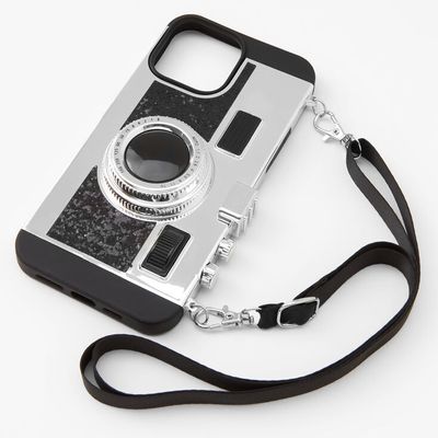 Black Glitter Camera Phone Case