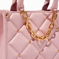 Blush Pink Quilted Crossbody Bag