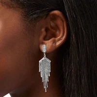 Silver-tone Rhinestone 2.5" Chandelier Drop Earrings