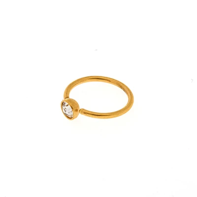 20G Gold-tone Stainless Steel Clear Crystal Nose Ring