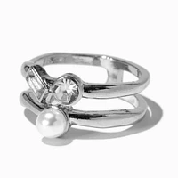 Silver-tone Molten Statement Rings - 4 Pack