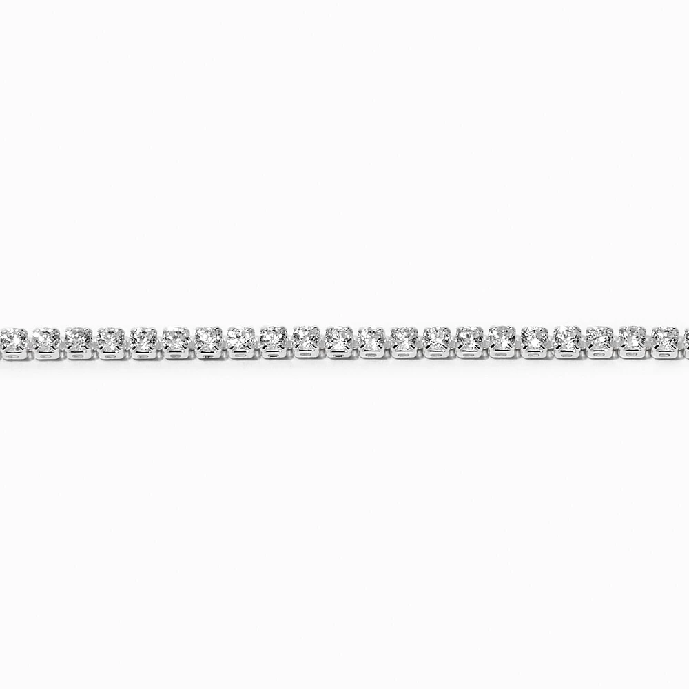 Silver-tone Cubic Zirconia Tiny Tennis Bracelet