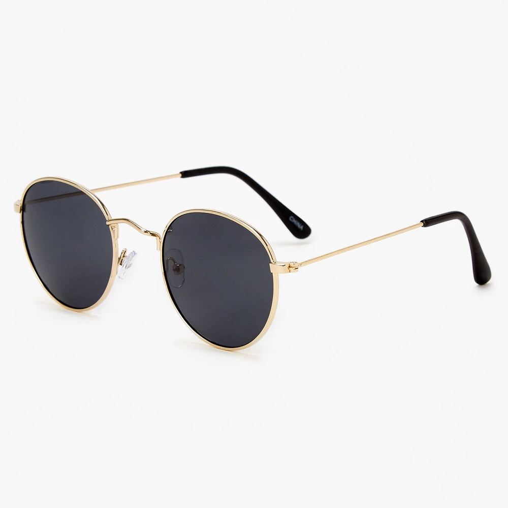 Black & Gold Round Sunglasses