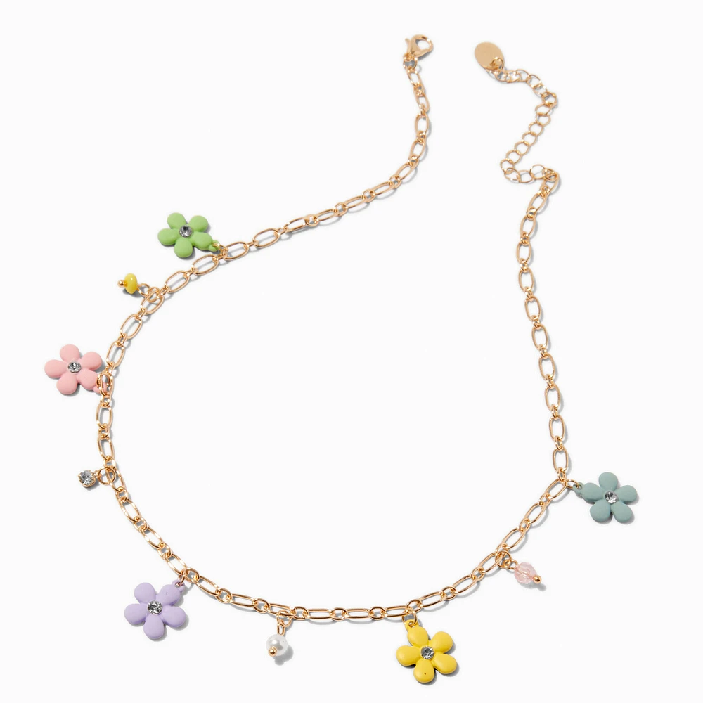 Uptown Pastel Flower Charm Pendant Necklace